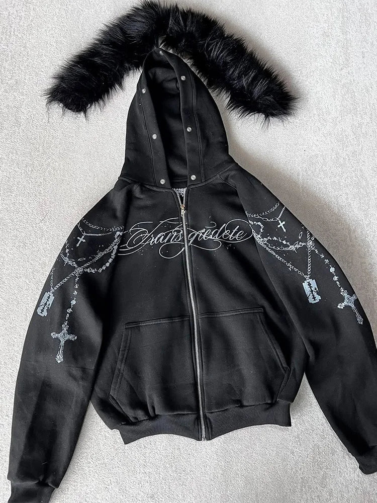 Hoodie Winter Streetwear Damen Gothic
